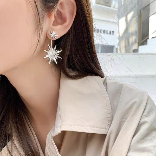 Earrings, Fashionable star shape earrings, Silver Earrings for Women - Image 3